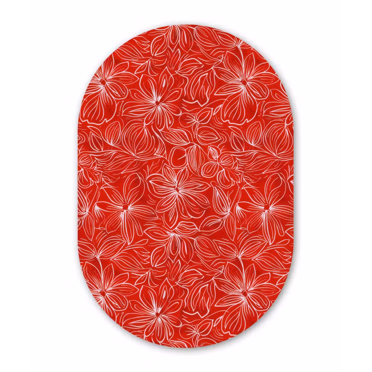 Bloemen - Patroon - Rood Wandcirkel Ovaal Aluminium middel 839 -3d