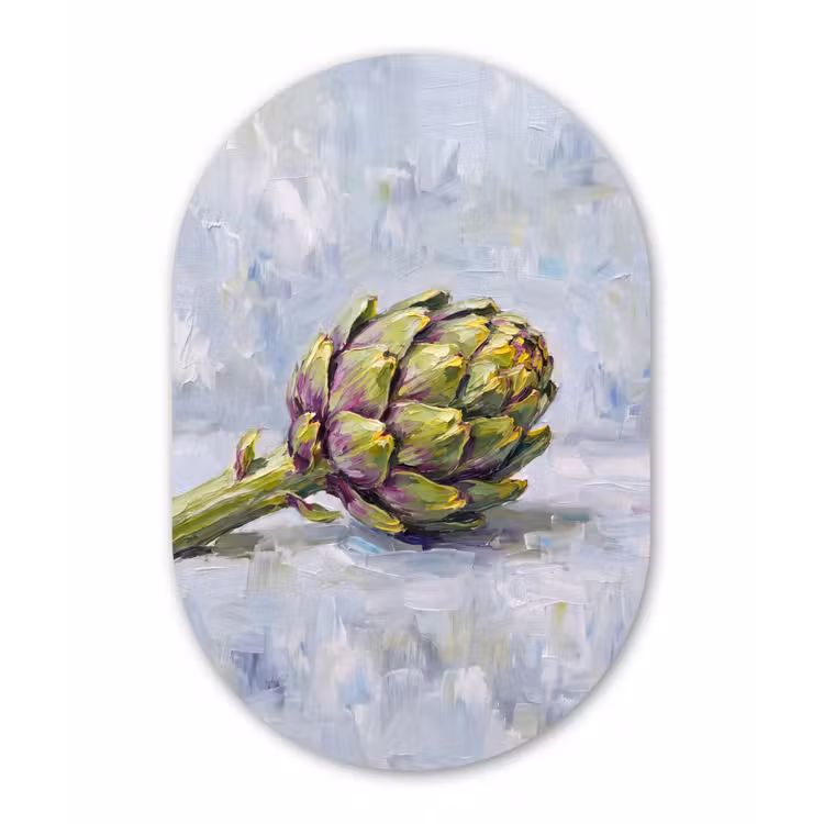 aluminium oval wall art - Food - Artichoke - Modern - Eten - Artisjok - Modern Wandcirkel Ovaal Aluminium middel