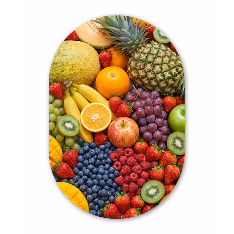 Eten - Fruit - Vers - Kleurrijk - Voeding Wandcirkel Ovaal Aluminium middel -3d