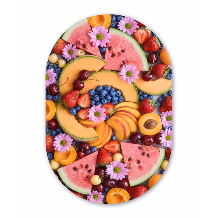 Eten - Fruit - Zomer - Kleurrijk Wandcirkel Ovaal Aluminium middel -3d