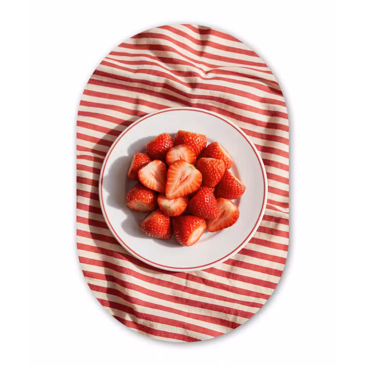 Eten - Aardbeien - Fruit - Zomer - Rood Wandcirkel Ovaal Aluminium middel -3d