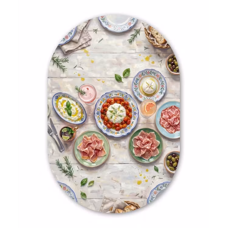 Eten - Tafel - Divers - Modern Wandcirkel Ovaal Aluminium middel -3d