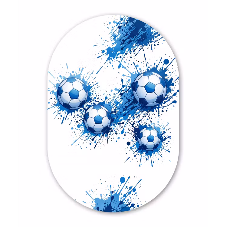 Voetballen - Verf - Sport - Blauw Wandcirkel Ovaal Aluminium middel -3d