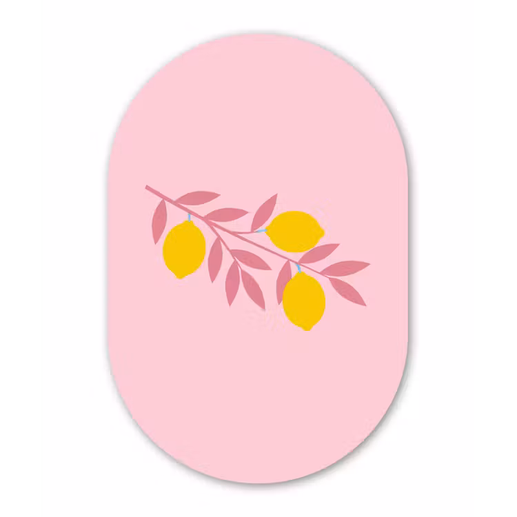 Fruit - Tak - Natuur - Abstract - Roze Wandcirkel Ovaal Aluminium middel -3d