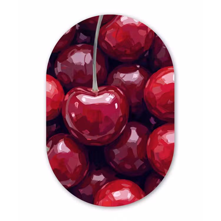 Fruit - Kersen - Eten - Modern - Rood Wandcirkel Ovaal Aluminium middel -3d