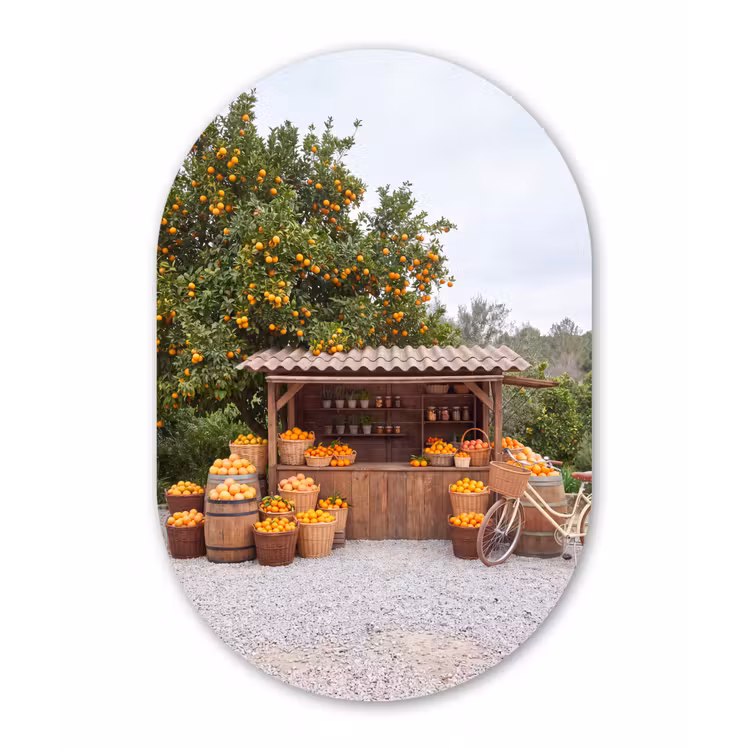 aluminium oval wall art - Fruit - Market - Rural - Fruit - Markt - Landelijk Wandcirkel Ovaal Aluminium middel