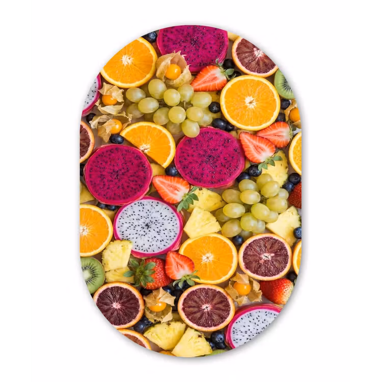 Fruit - Assortiment - Kleurrijk - Gezondheid Wandcirkel Ovaal Aluminium middel -3d