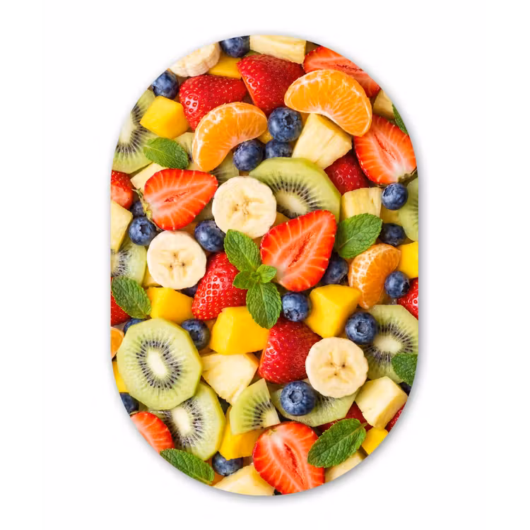 Fruit - Plakjes - Eten - Kleurrijk Wandcirkel Ovaal Aluminium middel -3d