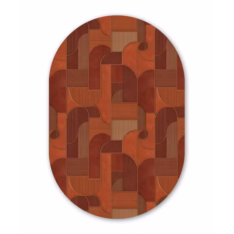Geometrisch - Abstract - Textuur - Bruin Wandcirkel Ovaal Aluminium middel 839 -3d