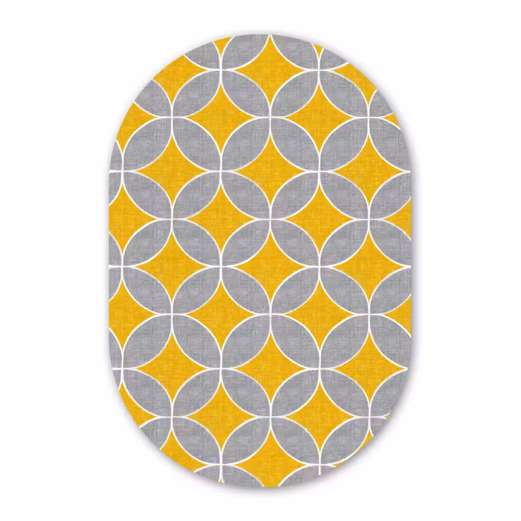 Geometrisch - Cirkels - Textuur - Grijs - Geel Wandcirkel Ovaal Aluminium middel 839 -3d