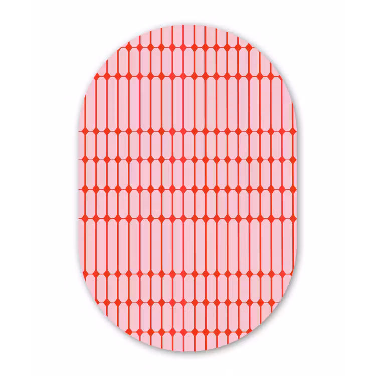 Geometrisch - Minimalistisch - Rood - Roze Wandcirkel Ovaal Aluminium middel 839 -3d