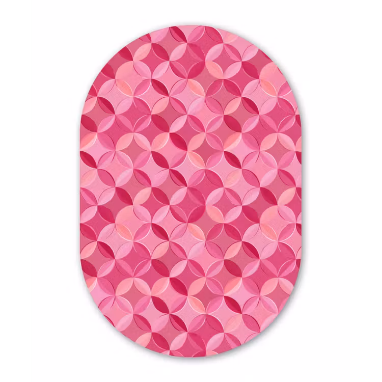 Geometrisch - Mozaïek - Modern - Roze Wandcirkel Ovaal Aluminium middel 839 -3d