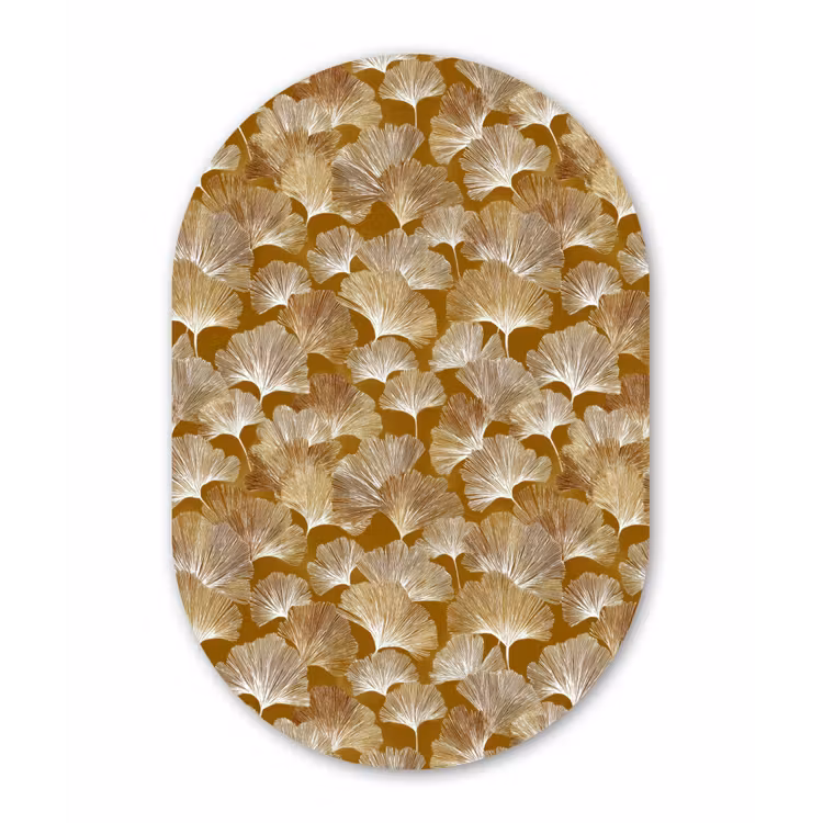 Ginkgo - Bladeren - Goud Wandcirkel Ovaal Aluminium middel 839 -3d