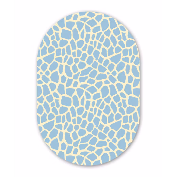 Giraf - Modern - Blauw Wandcirkel Ovaal Aluminium middel 839 -3d