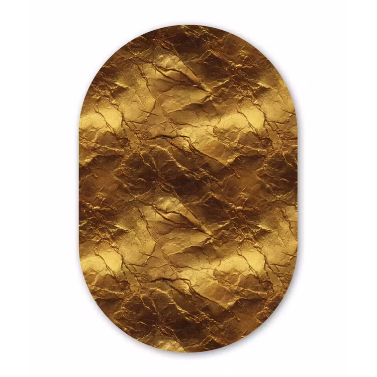 Bladgoud - Textuur  - Goud Wandcirkel Ovaal Aluminium middel 839 -3d