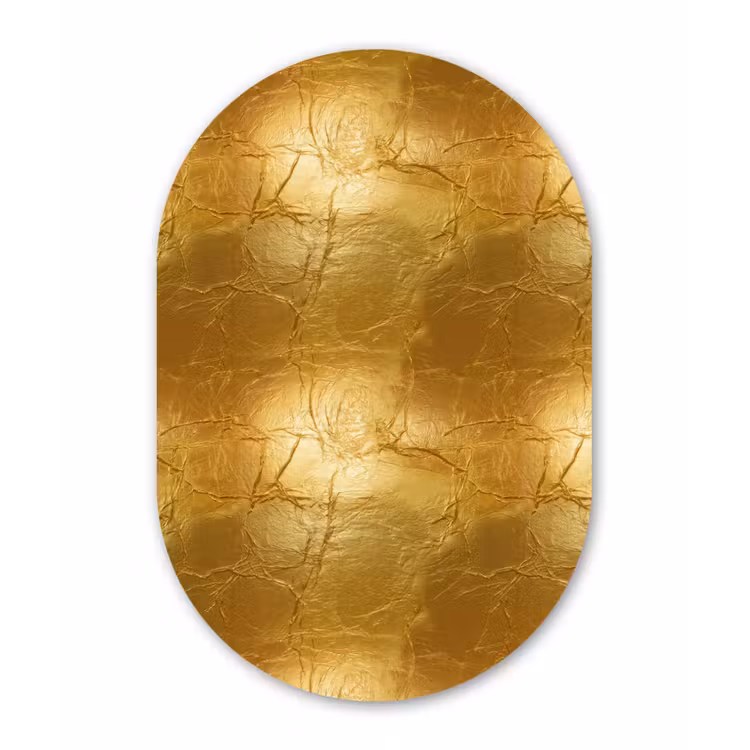 Bladgoud - Vintage - Textuur - Warm Goud Wandcirkel Ovaal Aluminium middel 839 -3d