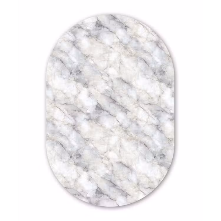 Grijs - Marmer - Gedetailleerd Wandcirkel Ovaal Aluminium middel 839 -3d