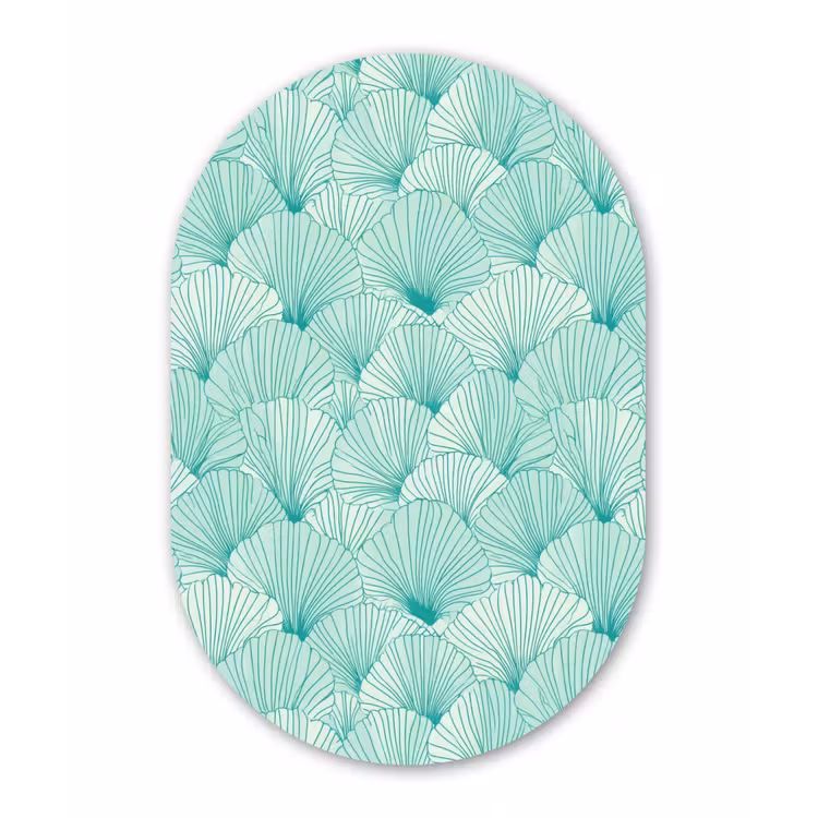 Groen - Wit - Ginko - Getekend - Textuur Wandcirkel Ovaal Aluminium middel 839 -3d