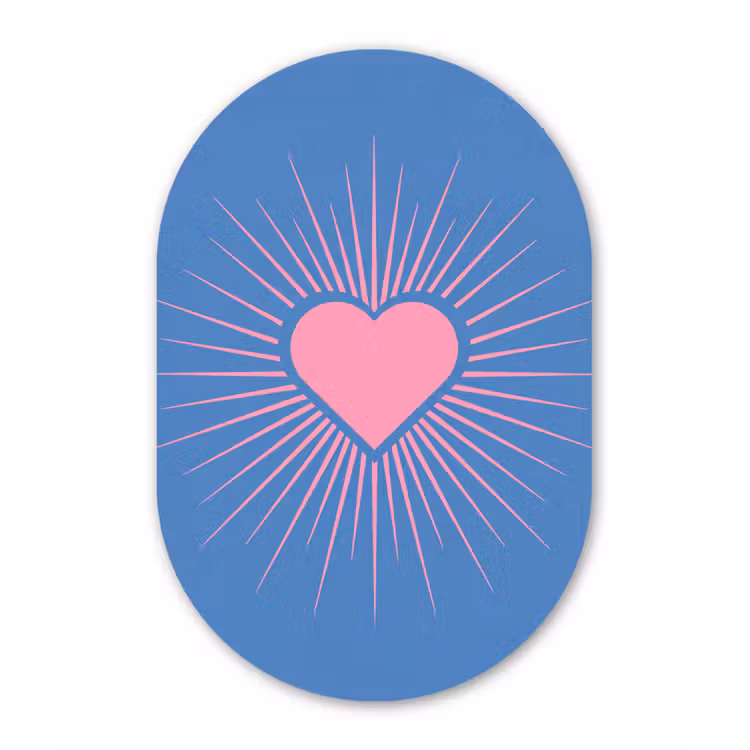 Hart - Stralen - Liefde - Modern - Roze Wandcirkel Ovaal Aluminium middel -3d