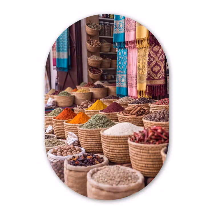 aluminium oval wall art - Herbs - Baskets - Oriental - Kruiden - Manden - Oosters Wandcirkel Ovaal Aluminium middel