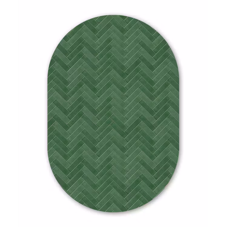 Visgraat - Wandtegel - Bosgroen Wandcirkel Ovaal Aluminium middel 839 -3d