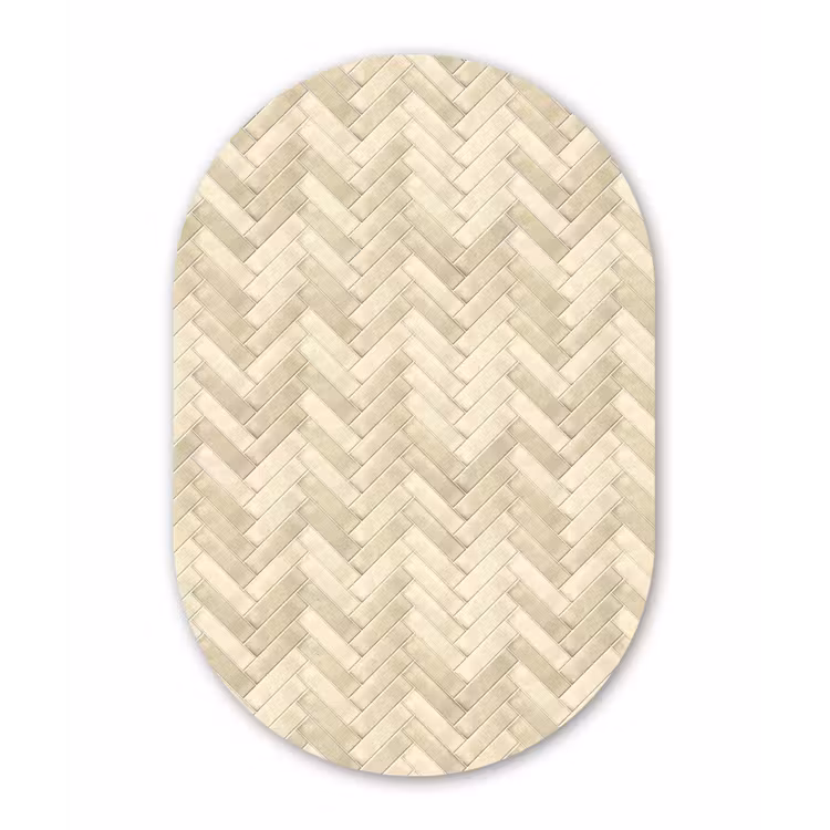 Visgraat - Wandtegel - Licht Beige Wandcirkel Ovaal Aluminium middel 839 -3d