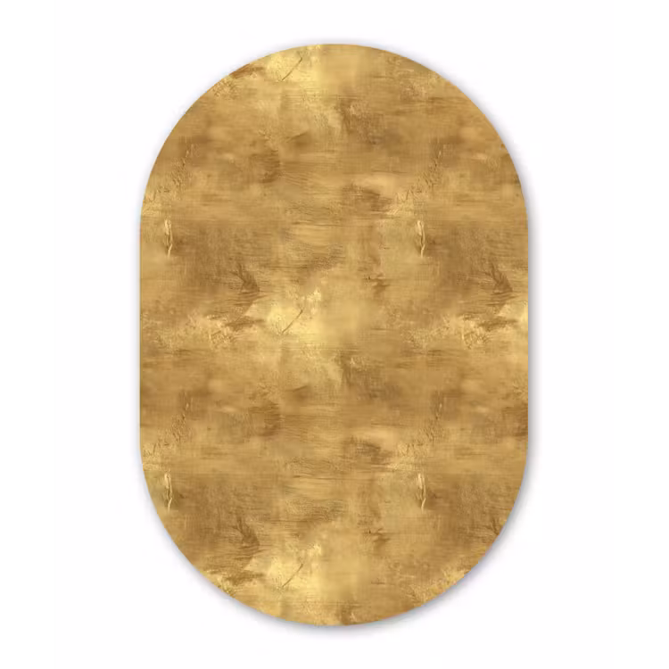 Industrieel - Textuur - Goud Wandcirkel Ovaal Aluminium middel 839 -3d