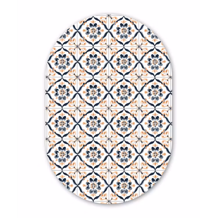 Bladvorm - Patroon - Kleurrijk Wandcirkel Ovaal Aluminium middel 839 -3d