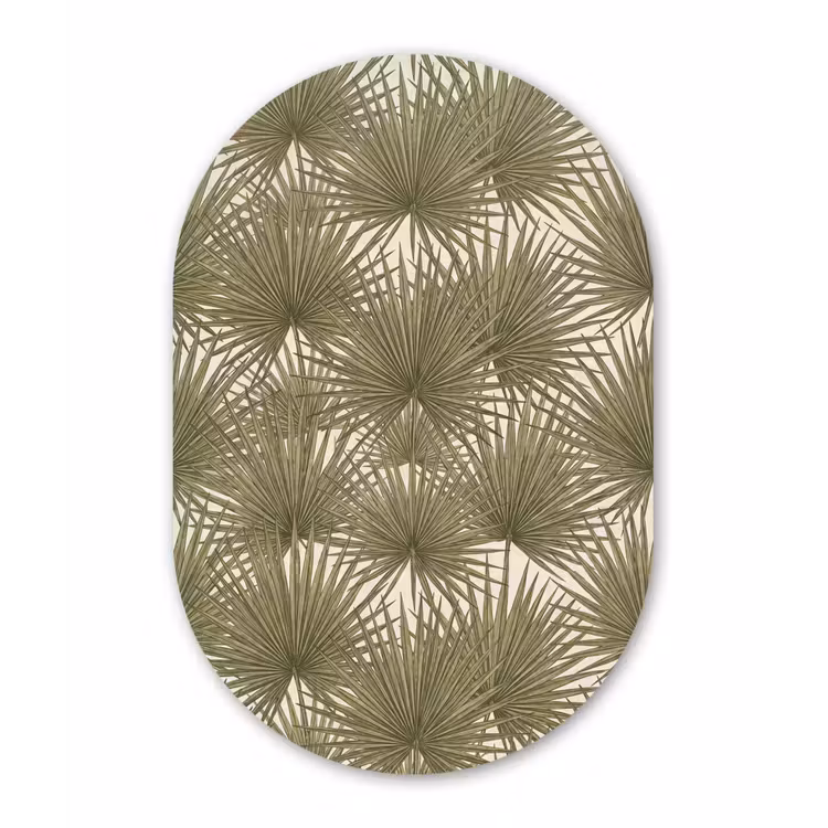 Blad - Tropisch - Patroon - Natuur - Groen Wandcirkel Ovaal Aluminium middel -3d
