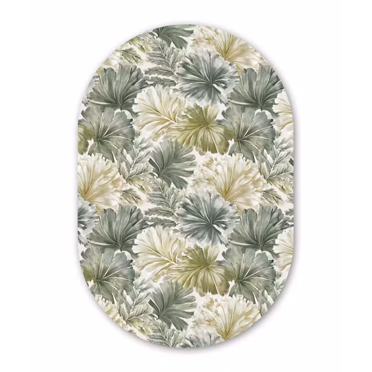 Bladeren - Botanisch - Groen Wandcirkel Ovaal Aluminium middel 839 -3d