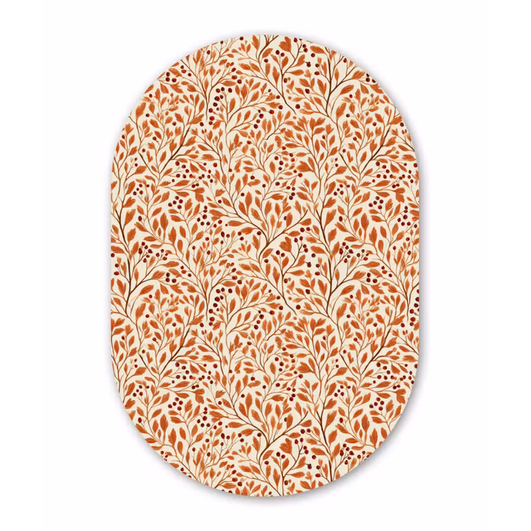Bladeren - Botanisch - Terracotta Wandcirkel Ovaal Aluminium middel 839 -3d