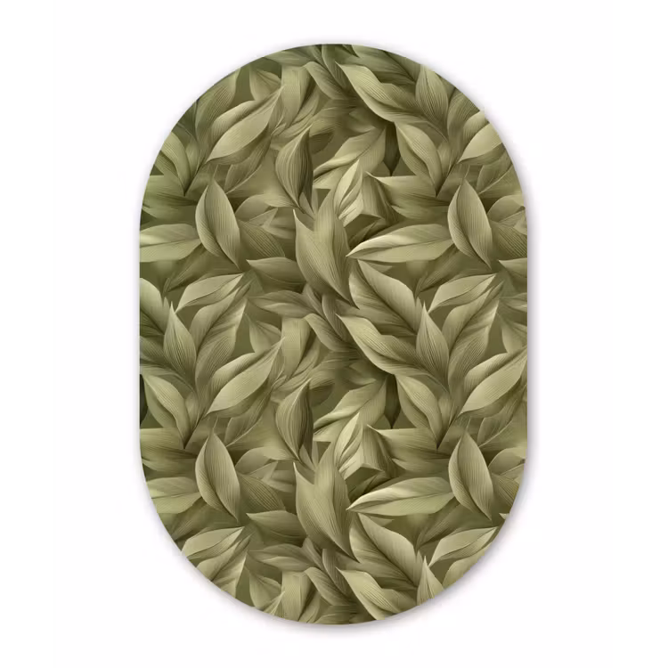 Bladeren - Modern - Groen Wandcirkel Ovaal Aluminium middel 839 -3d
