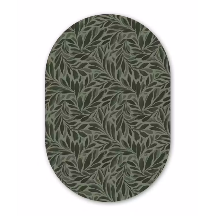 Bladeren - Organisch - Groen Wandcirkel Ovaal Aluminium middel 839 -3d