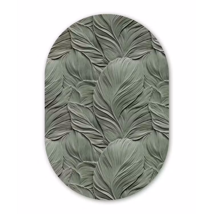 Bladeren - Textuur - Groen Wandcirkel Ovaal Aluminium middel 839 -3d
