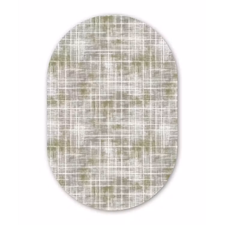 Linnen - Patroon - Groen Wandcirkel Ovaal Aluminium middel 839 -3d