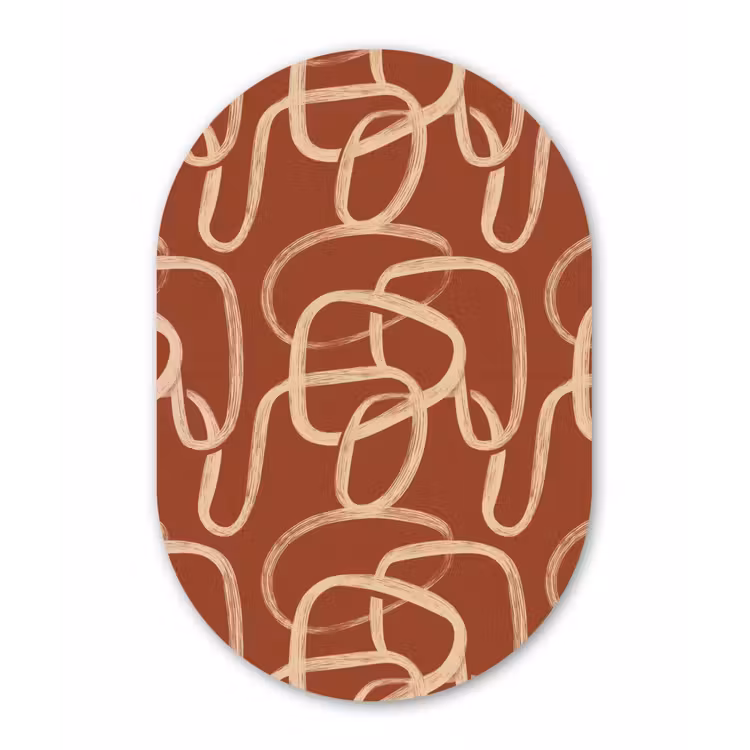 Lijnen - Abstract - Organisch - Terracotta - Crème Wandcirkel Ovaal Aluminium middel 839 -3d