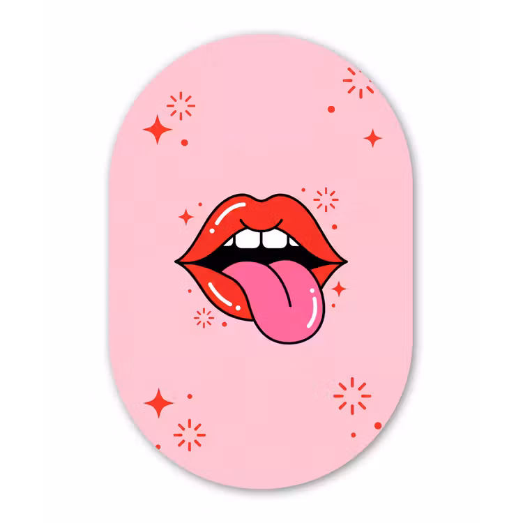 Lippen - Tong - Pop-art - Kleurrijk - Roze Wandcirkel Ovaal Aluminium middel -3d