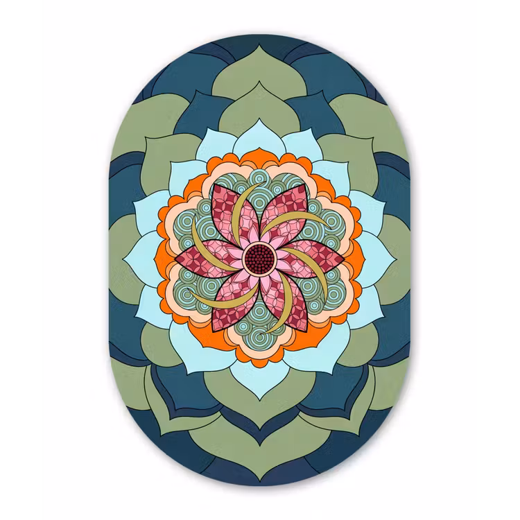 Mandala - Geometrisch - Kunst - Decoratief - Kleurrijk Wandcirkel Ovaal Aluminium middel -3d