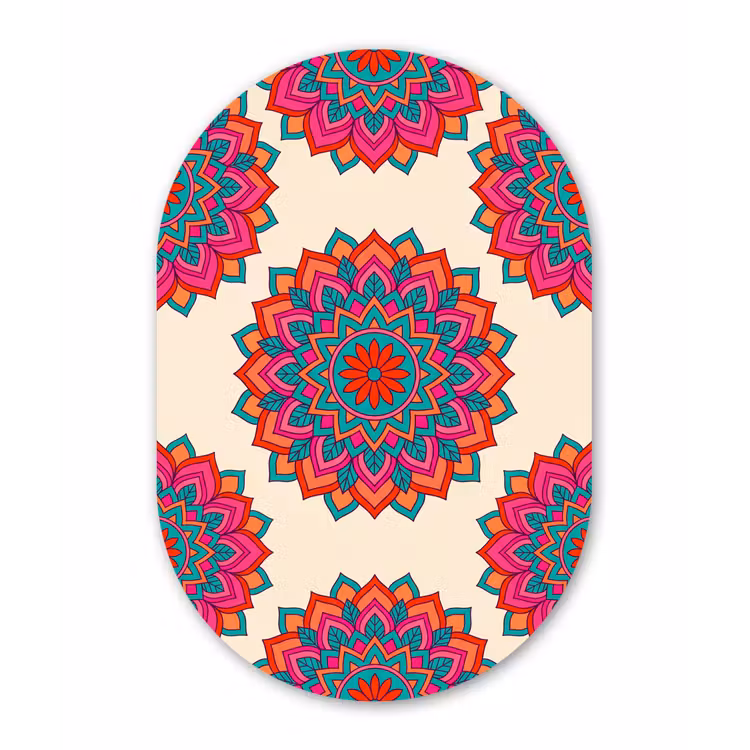 Mandala - Patroon - Abstract - Kleurrijk - Modern Wandcirkel Ovaal Aluminium middel -3d