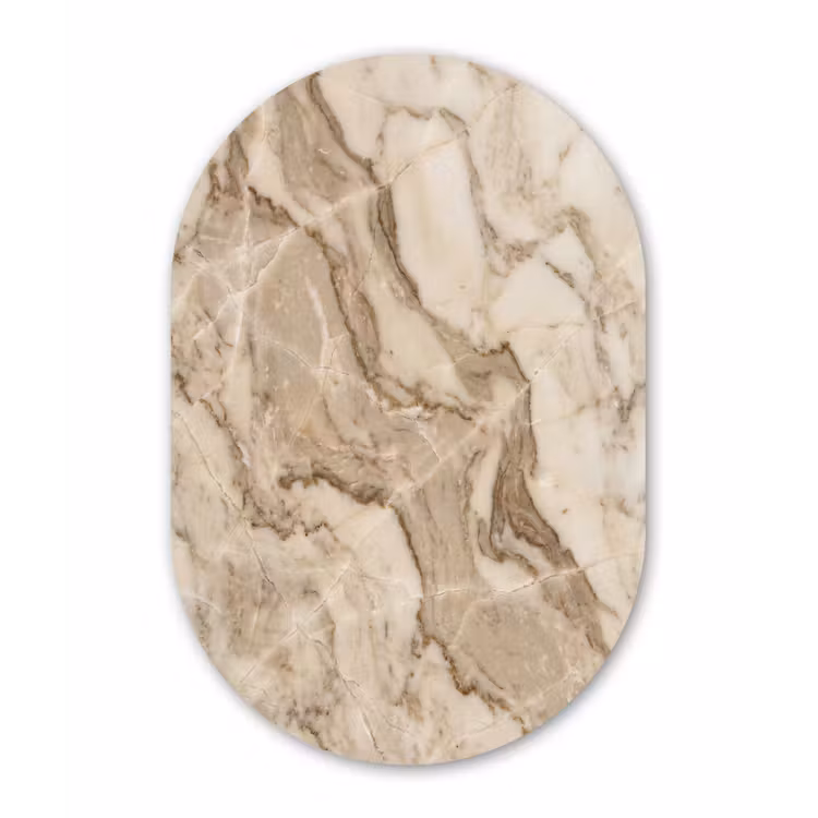 Marmer - Aderen - Textuur - Beige - Modern Wandcirkel Ovaal Aluminium middel -3d