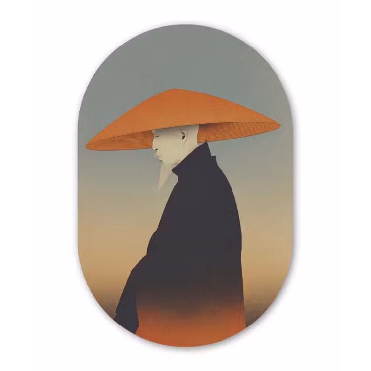Minimalistisch - Silhouet - Oranje Wandcirkel Ovaal Aluminium middel -3d