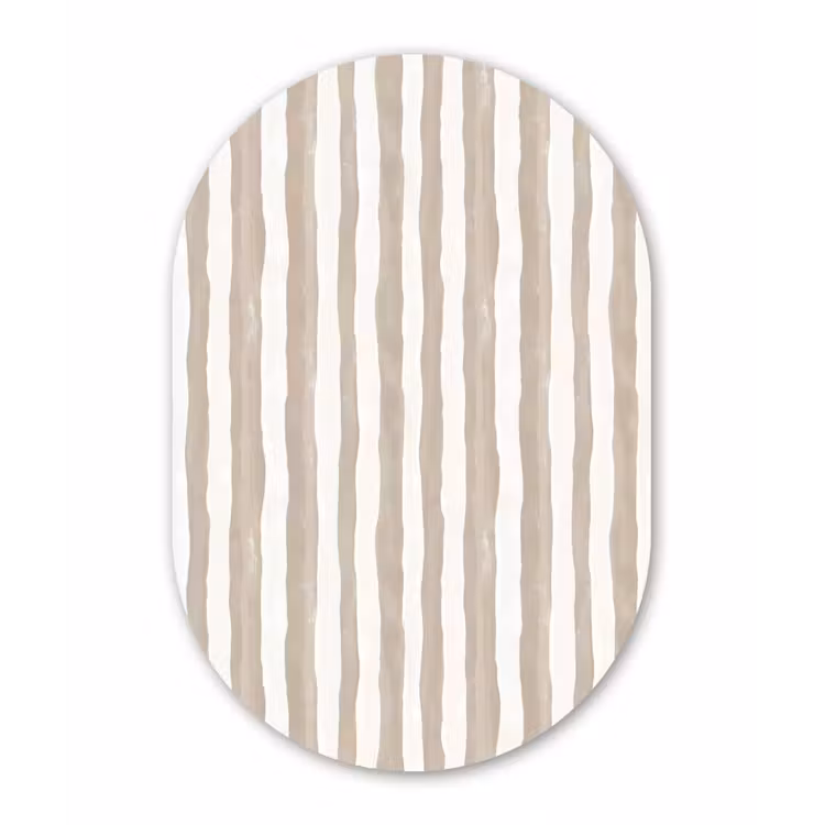 Minimalistisch - Strepen - Beige Wandcirkel Ovaal Aluminium middel 839 -3d