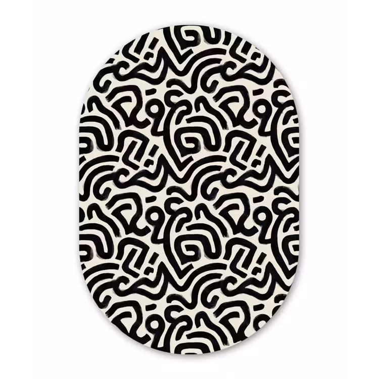 Modern - Abstract - Zwart Wandcirkel Ovaal Aluminium middel 839 -3d