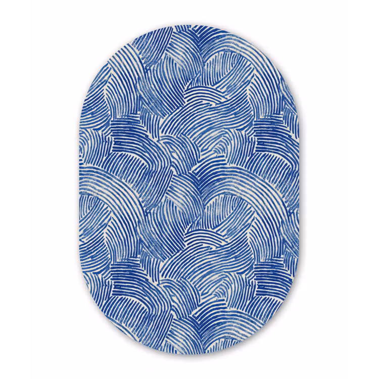 Modern - Abstract - Blauw Wandcirkel Ovaal Aluminium middel 839 -3d