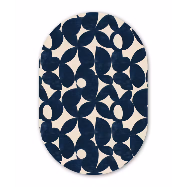 Modern - Geometrisch - Blauw Wandcirkel Ovaal Aluminium middel 839 -3d