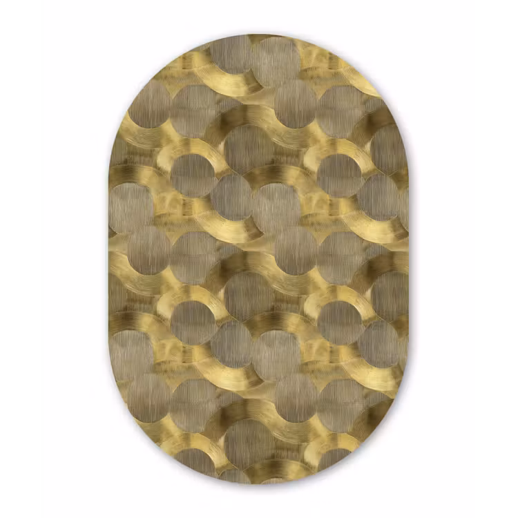 Modern - Geometrisch - Goud Wandcirkel Ovaal Aluminium middel 839 -3d