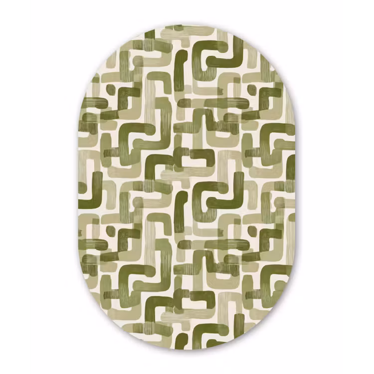 Modern - Grafisch - Groen Wandcirkel Ovaal Aluminium middel 839 -3d