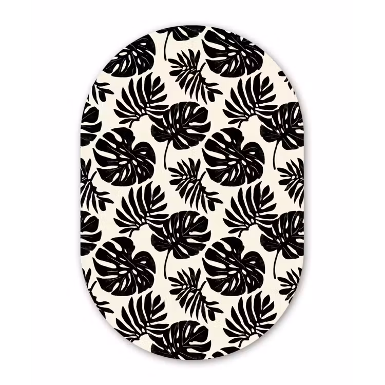 Modern - Monstera - Zwart Wandcirkel Ovaal Aluminium middel 839 -3d