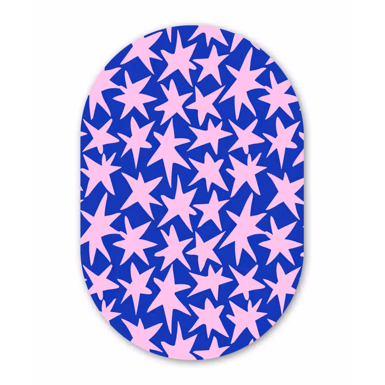 Modern - Sterren - Blauw Wandcirkel Ovaal Aluminium middel 839 -3d