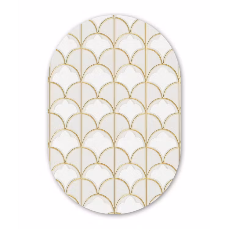 Mozaïek - Bogen - Goud Wandcirkel Ovaal Aluminium middel 839 -3d